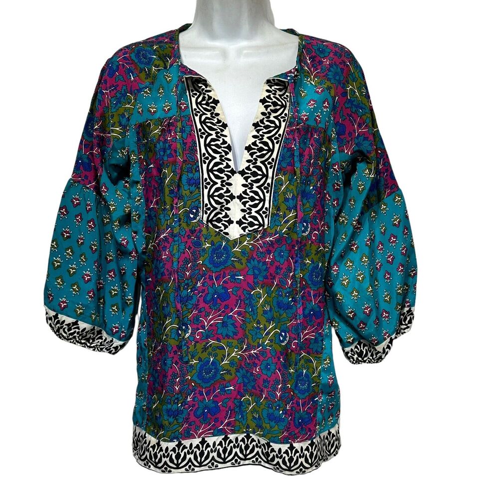 Anthropologie feathers by tolani boho floral blouse Size S